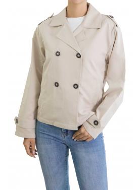 Trench corto doppio petto tinta unita con bottoni Only 